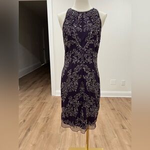 Adrianna Pappell Purple Beaded Dress